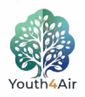 Logo-ul Youth4Air: un copac stilizat în nuanțe de verde și albastru